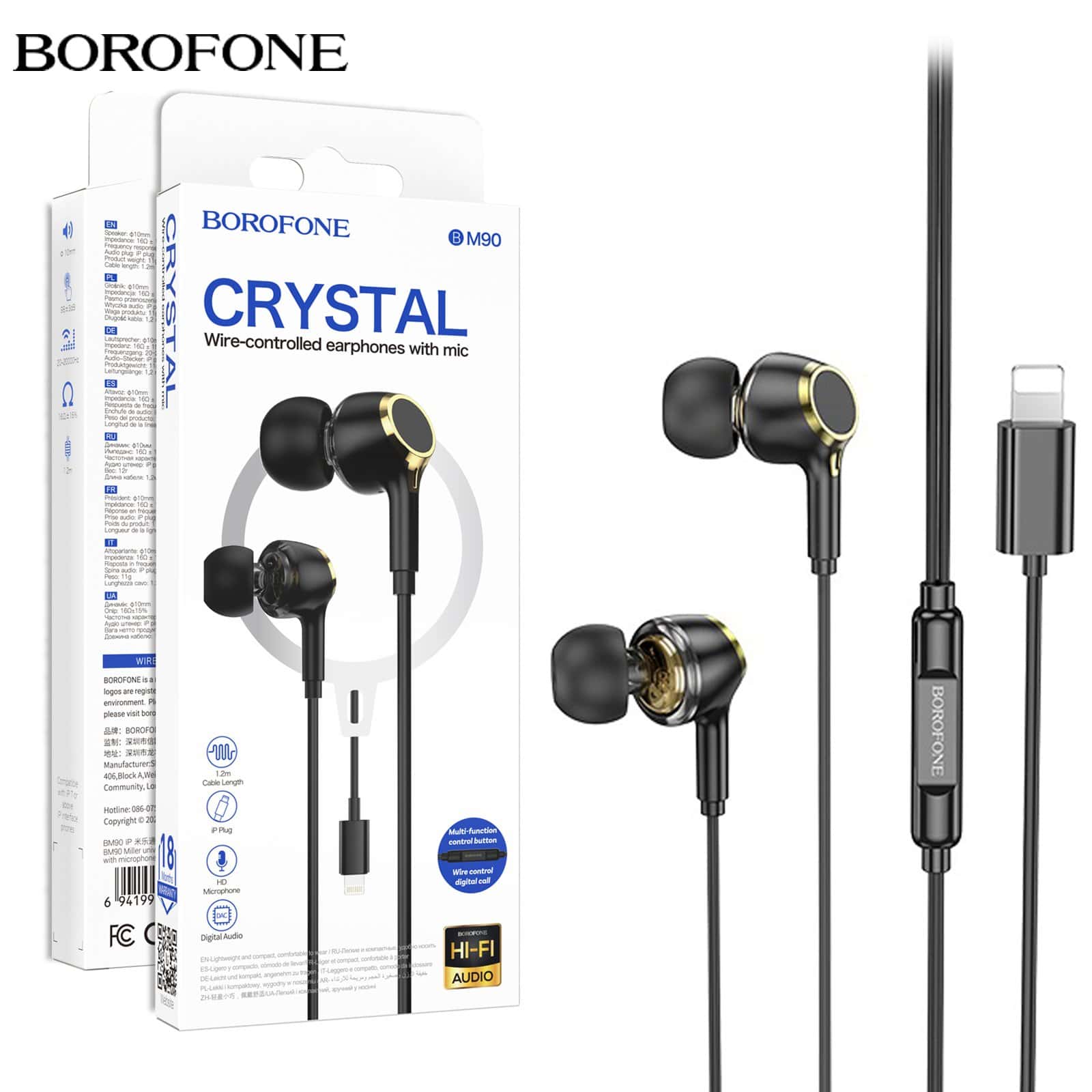 BOROFONE BM90 Lightning Wire Controlled Digital Earphones Headphone With Microphone Supports Calls Audio Plug Wired Headset For iPhone /iPad BOROFONE BM90 Lightning Wire Controlled Digital Earphones Headphone With Microphone Supports Calls Audio Plug Wired Headset For iPhone /iPad